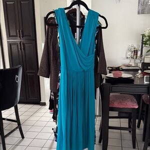 Ann Taylor Teal Sleeveless Backless Dress